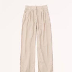 Abercrombie Tailored Lightweight Drapey Wide Leg Pant in Light Brown